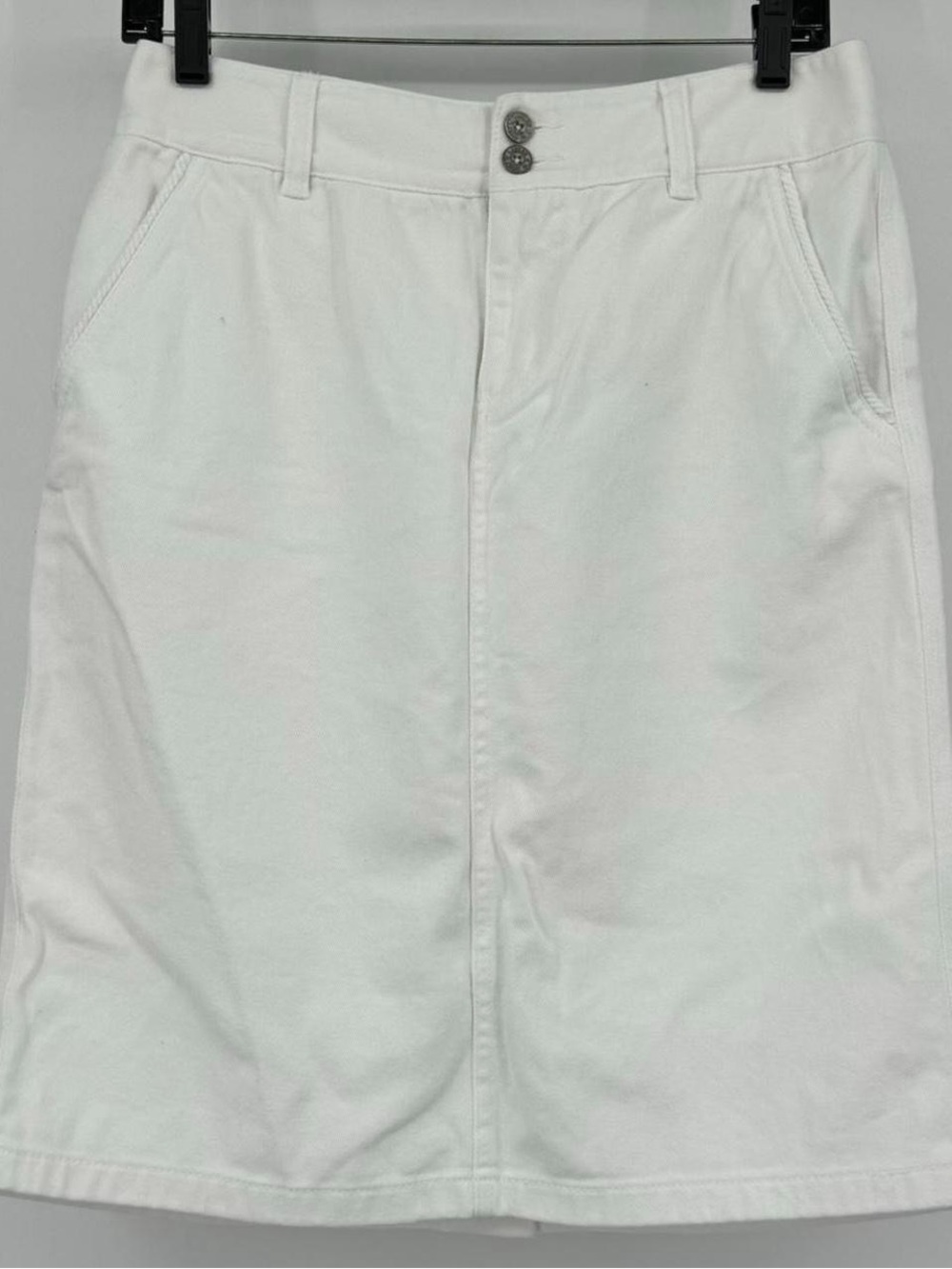 Lauren Ralph Lauren white denim midi skirt sz 4 cotton summer cottagecore